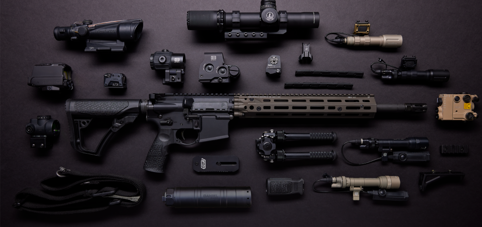 M4 surrounded by a lot of attachments